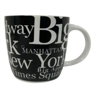 Jay Joshua New York City Souvenir Coffee Mug Black White Typography NYC Broadway